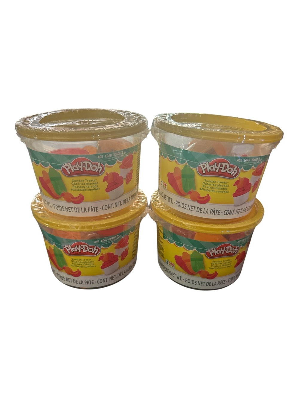 Bundle of 4‼️Play-Doh Sundae Treats Playset - Yellow Lids
